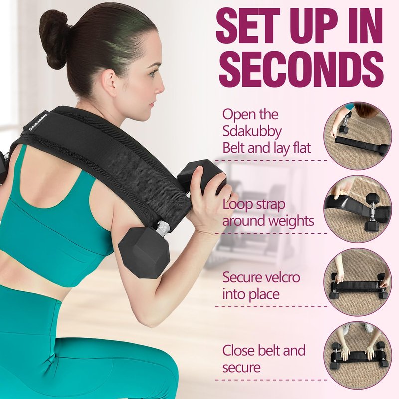 Sdakubby Hip Thrust Belt,Portable Resistance Bands Hip Thrust Machine Alternative with Anti-Slip Pad-Max 400LBS Loading for Squats,Lunges, Glute Bridges at Home Squat Machine,Black