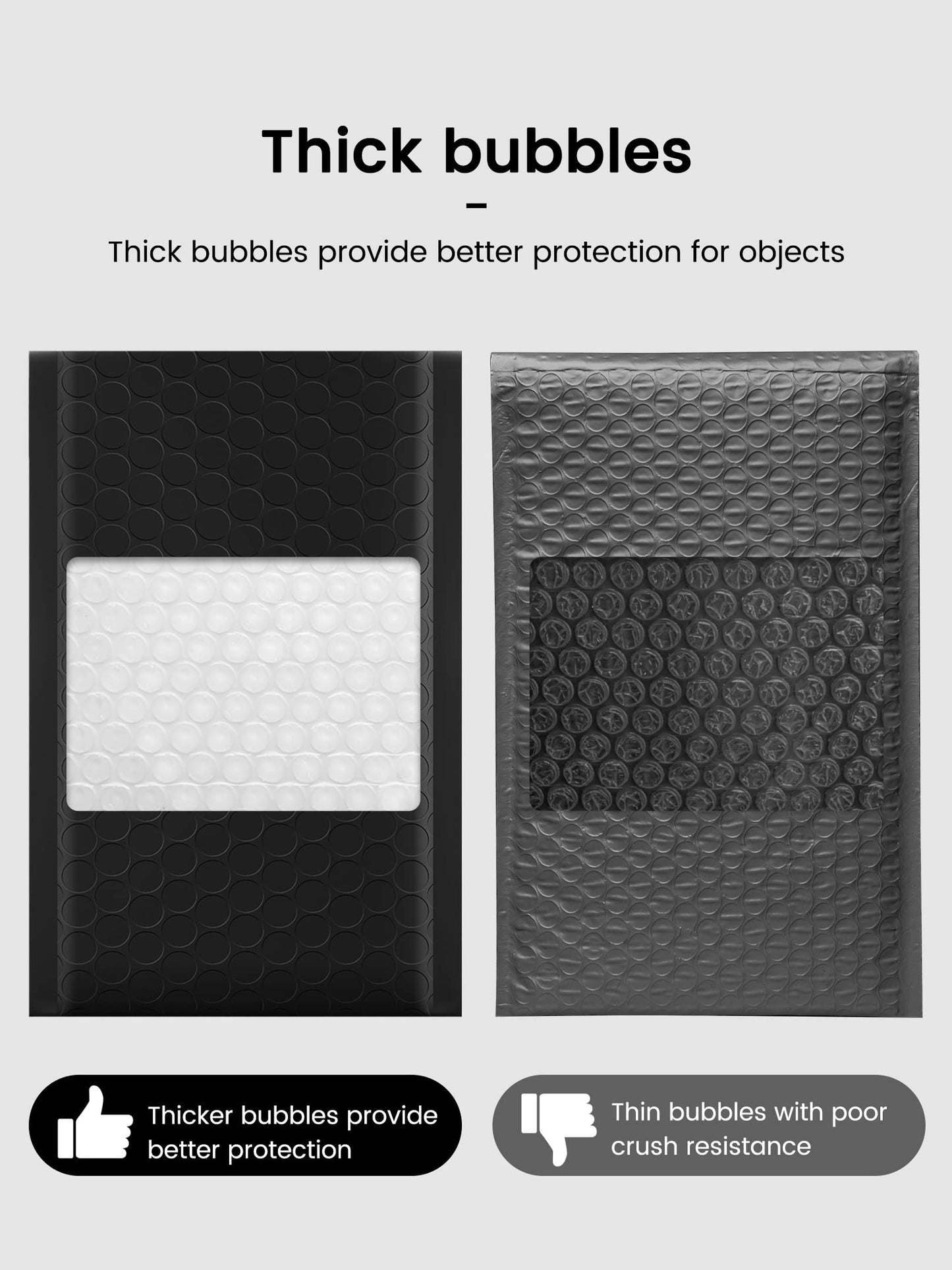 GSSUSA Black Bubble Mailers 4x8 Inches 50 Pack Self-seal Shipping Bags