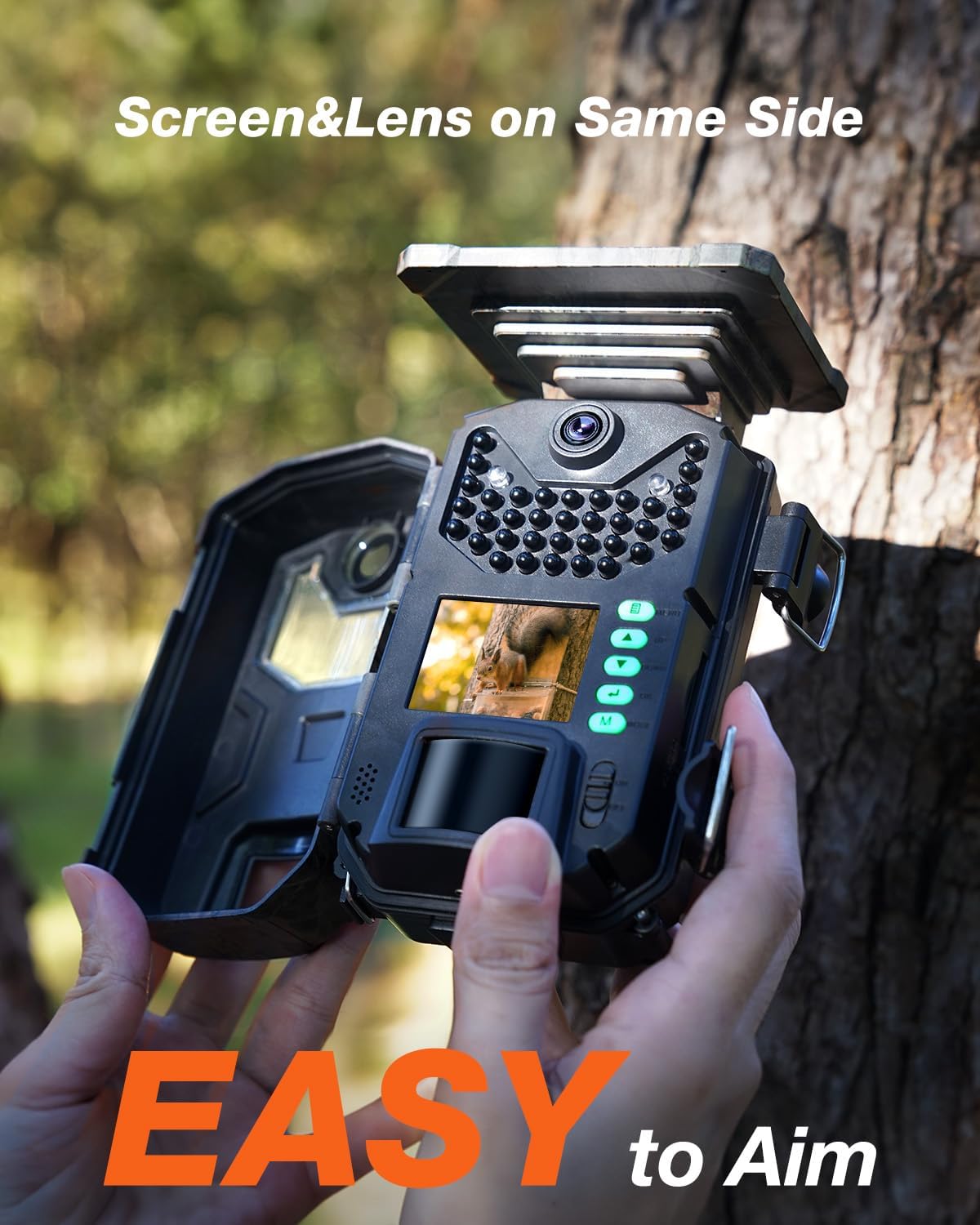 iZEEKER Solar Trail Camera with Night Vision Motion Activated 4K 30fps 48MP, Game Camera, No WiFi, High Capacity Lithium Battery Deer Camera IP66 Waterproof, Wildlife Monitoring Outdoor Security