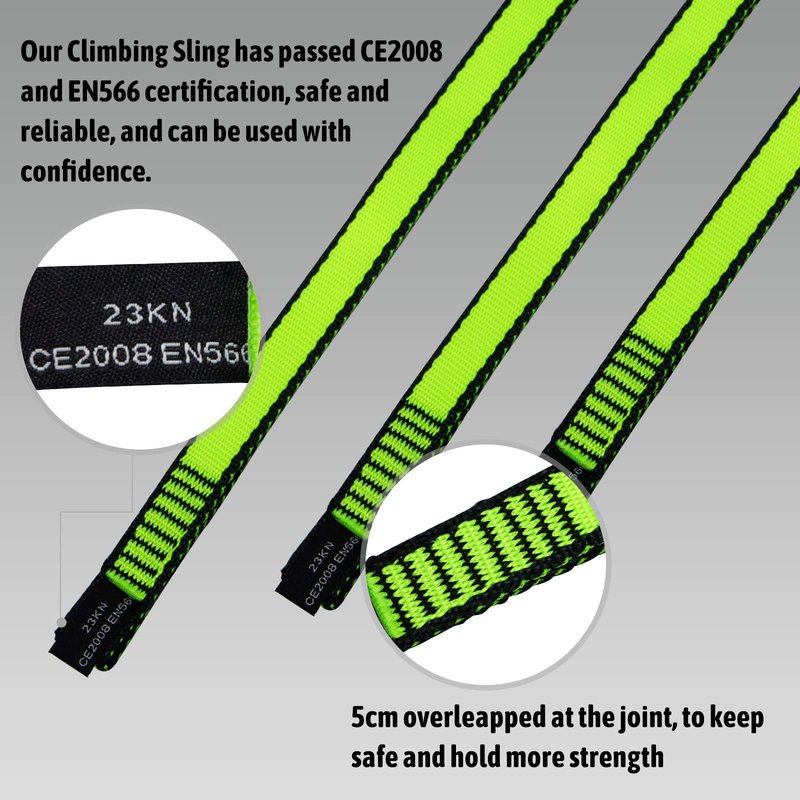 KIKIGOAL 18MM Nylon Climbing Sling Runner 23KN CE2008/EN566 Rock Climbing Webbing Straps for Outdoor Climbing, Rappelling, Swing, Yoga Hammock etc (120 CM/48 Inch, 3PCS ORANGE)