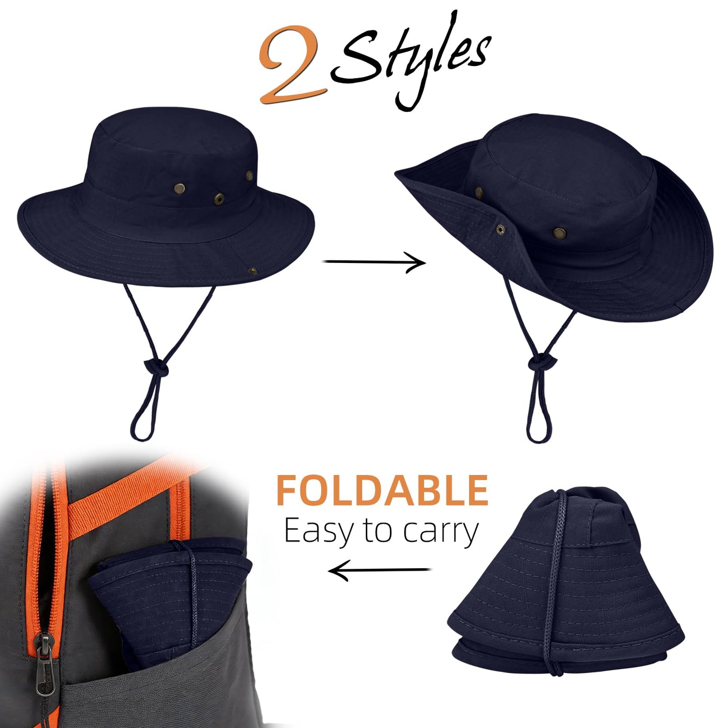 Sun Hats for Men Women Boonie Hat Foldable Fishing Hat UPF 50+ Bucket Hat for Fishing Hiking Garden Safari Beach