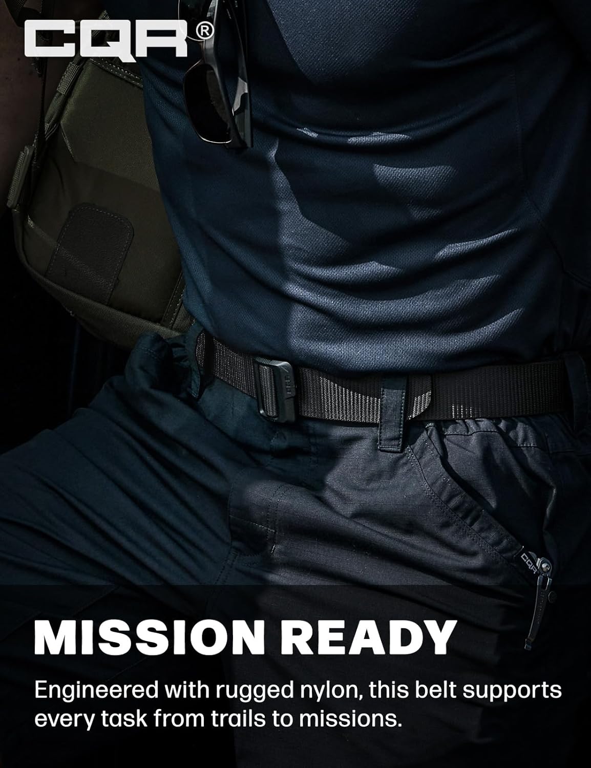 CQR Tactical Belt - Military Style Heavy Duty EDC Belt with Quick-Release Buckle | Adjustable Size