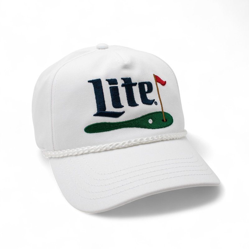 American Needle Officially Licensed Miller LITE Golf Hat, Embroidered Rope Cap, Snapback, White/Navy, Authentic, New
