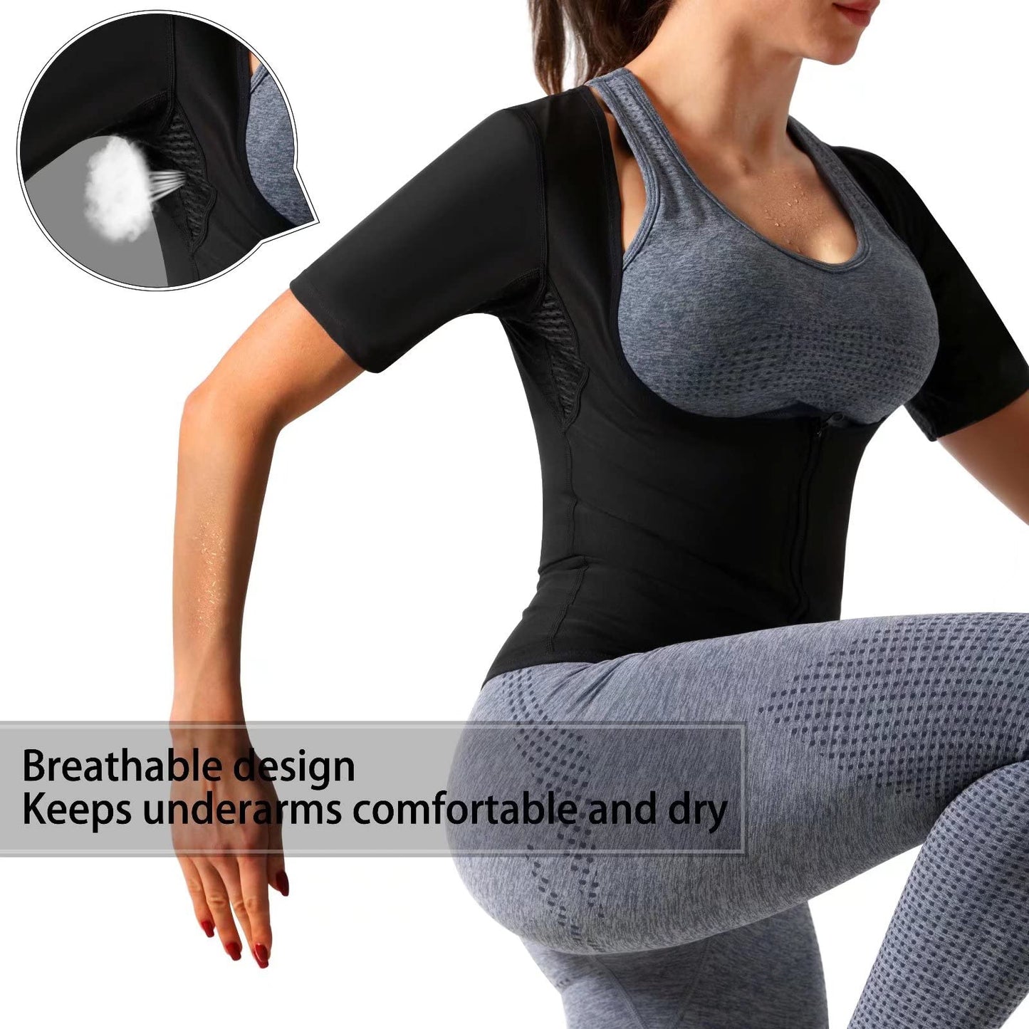 DYUAI Sauna Shirt for Women Sauna Suit for Women Waist Trainer Sauna Sweat Vest Workout Body Shaper Zipper(6005-01-XXXL)