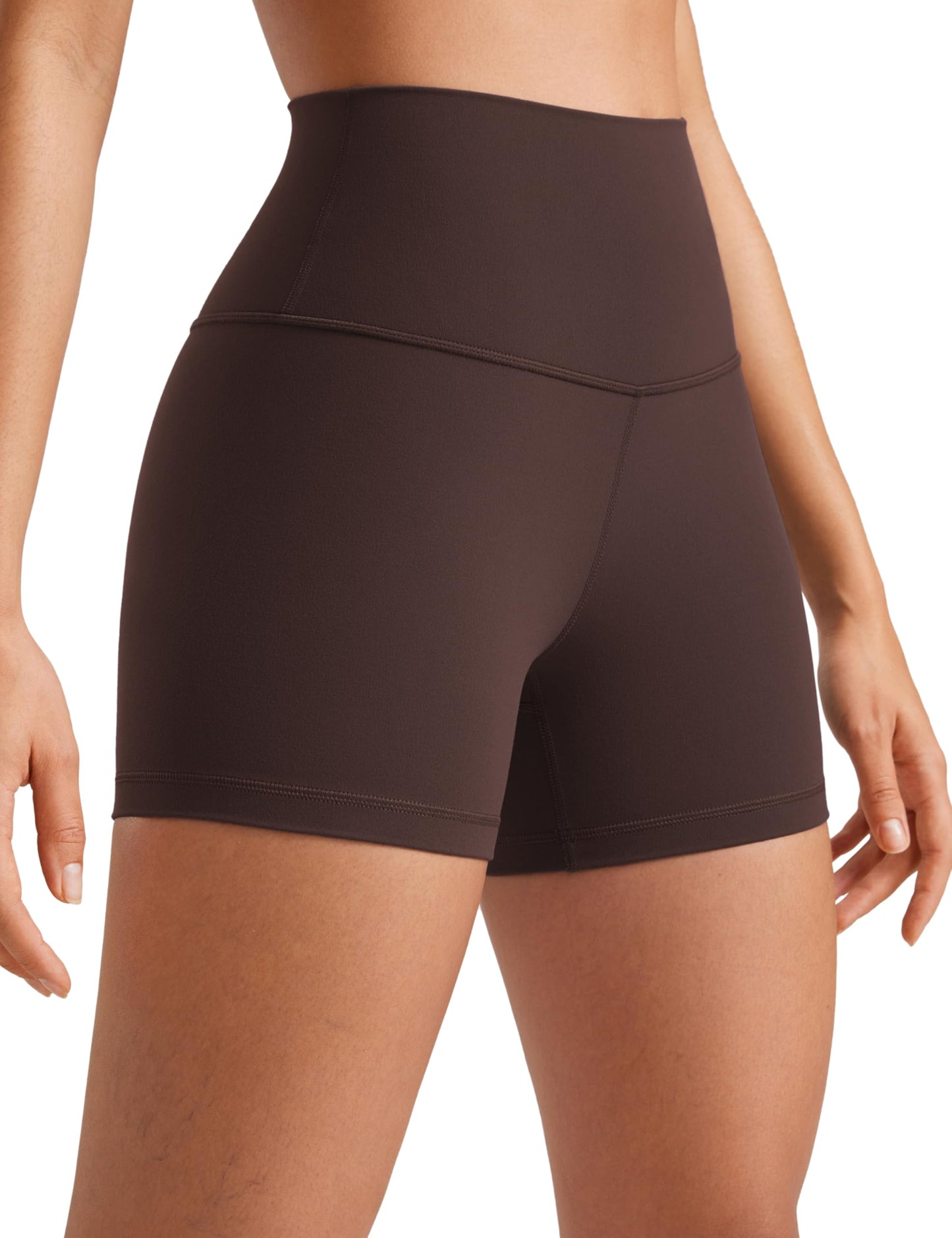 CRZ YOGA Butterluxe Biker Shorts 4" Hot Fudge Brown Large