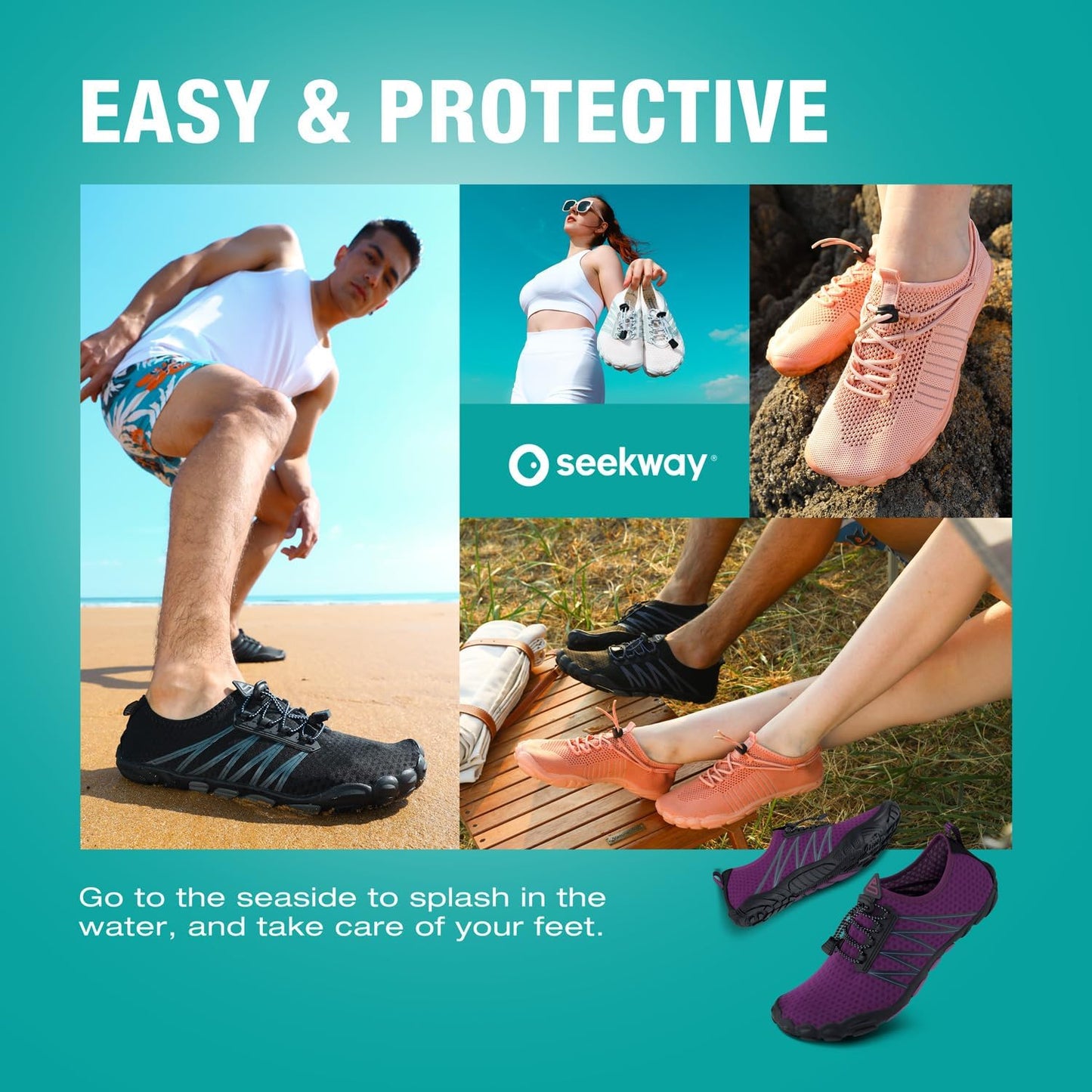 SEEKWAY Quick-Dry Water Shoes for Men & Women - Barefoot Aqua Socks for Beach, Swim, Hiking & Kayaking