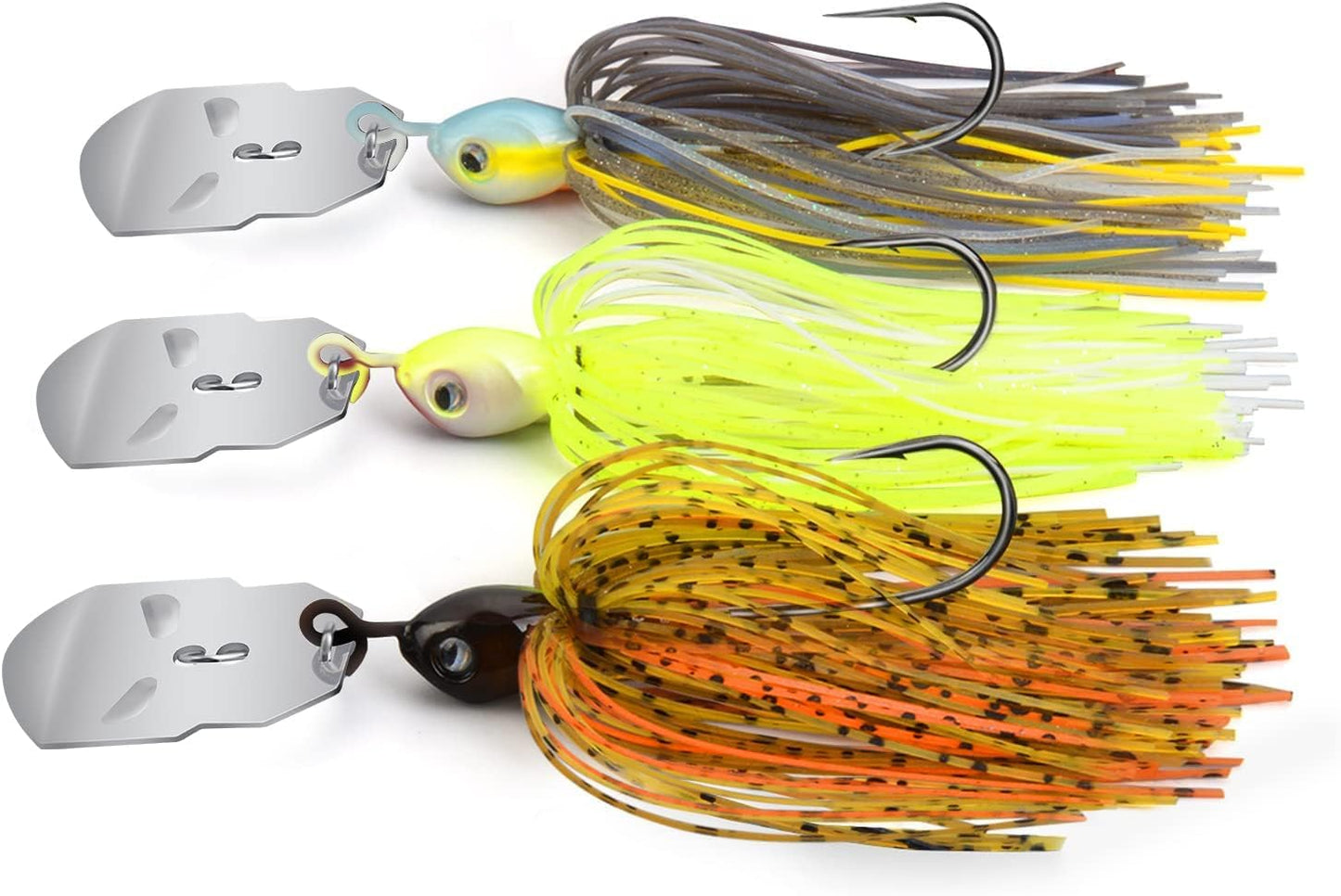MadBite Bladed Jig Fishing Lures - Irresistible Vibrating Action, Multi-Color Kits | 3/8 oz & 1/2 oz Sizes with Storage Box