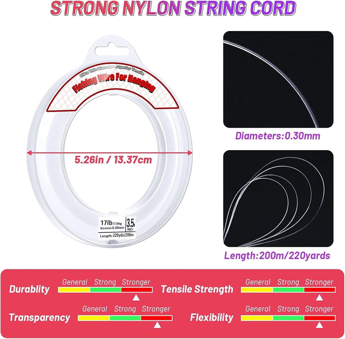 Clear Fishing Wire - 656FT Strong Nylon Line for Invisible Balloon Garland Decorations | Supports 40 Pounds