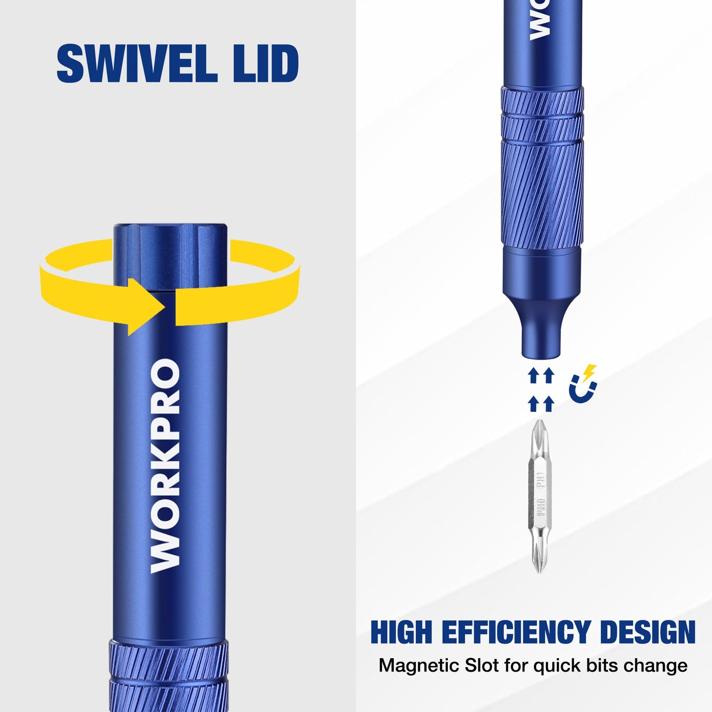 WORKPRO 24 in 1 Multi Bit Mini Screwdriver Set Magnetic, Manual Pen Screwdrivers, Tough S2 Steel Small Screwdriver Bits for Eyeglass, Watch, Laptop, Phone, Jewelry and Electronic, Blue