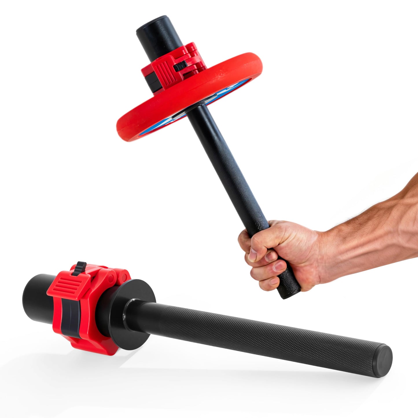 Wrist Strength Stick 1&2in Olympic Plate Forearm Strengthener, Wrist Strengthener with Upgraded Steel Tube and Long Comfortable Knurled Grip, Wrist Exerciser for Wrist Curls,Supination & Pronation