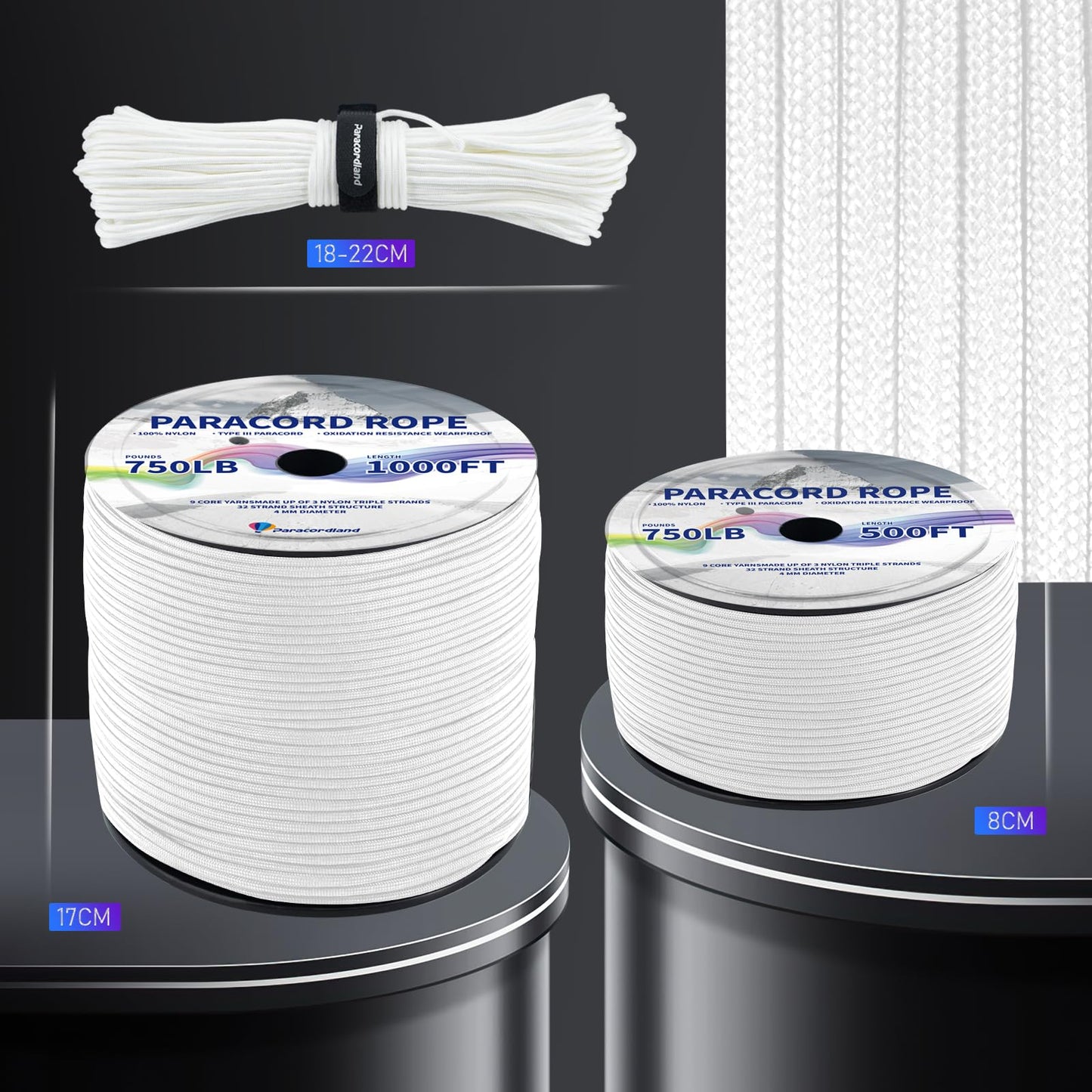 Paracordland-750LB Paracord Rope-100ft/500ft/1000ft- 9 Strand Parachute Spool Cord Heavy Duty String Ideal for Survival Gear Bracelet Camping Hikig Fishing-Army Green-1000FT
