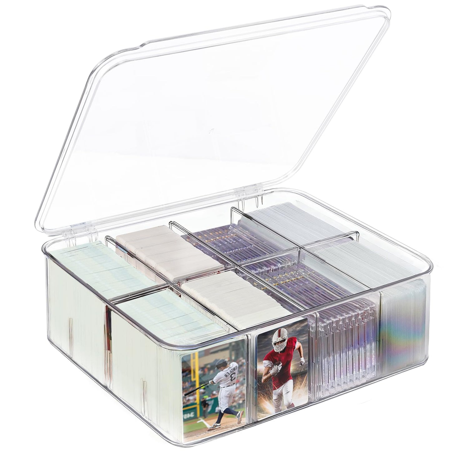 sunoyar Trading Card Storage Box, Clear Plastic, Holds 2000+ Cards