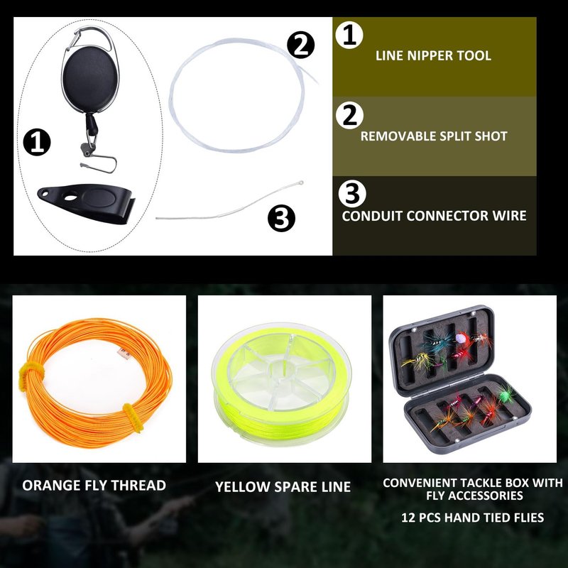 Sougayilang Fly Fishing Combo - 4 Piece Fly Rod & CNC Machined Reel | Complete Starter Package with Rod Bag