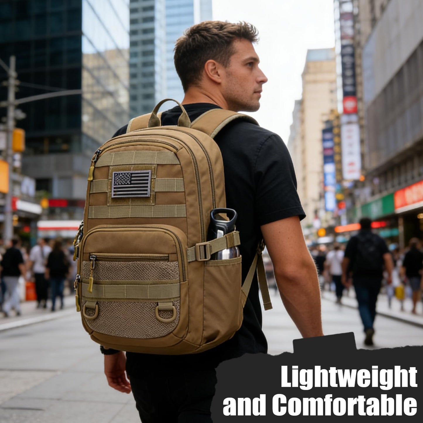 Tactical Backpack - Military Molle 3-Day Assault Pack for Hiking | Brown Rucksack