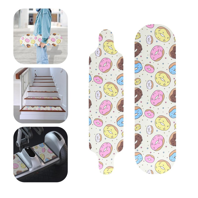 ZUEXT 9" x 33" Skateboard Grip Tape, 2Pack Donut Waterproof Longboard Grip Tape, Bubble Free Non Slip Scooter Griptape for Rollerboard Stairs Pedal Wheelchair Step (23x84cm)