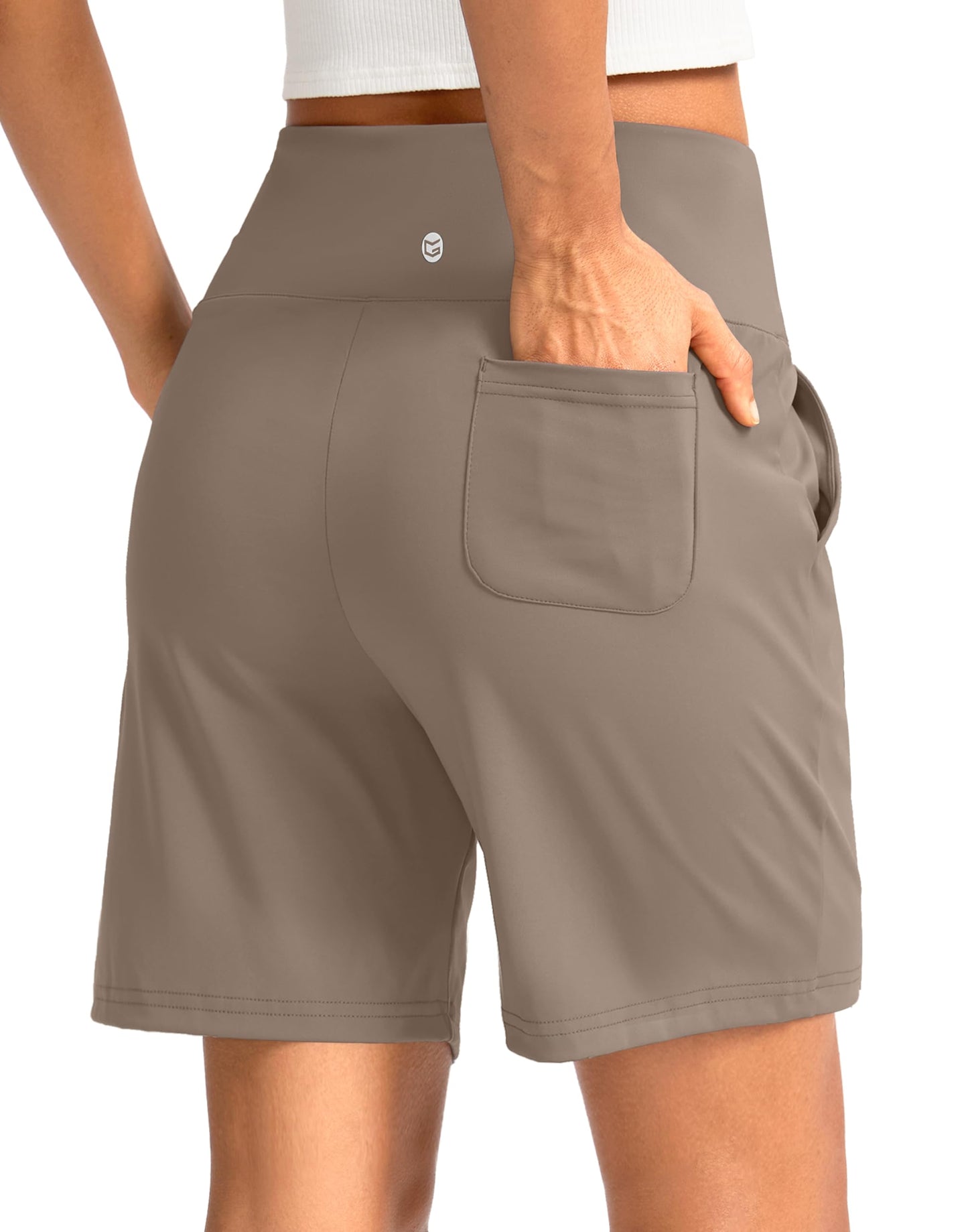 G Gradual Women's Bermuda Long Shorts with Pockets 7" High Waisted Knee Length Shorts for Women Walking Athletic Workout(Dark Grey-L7,3XL)