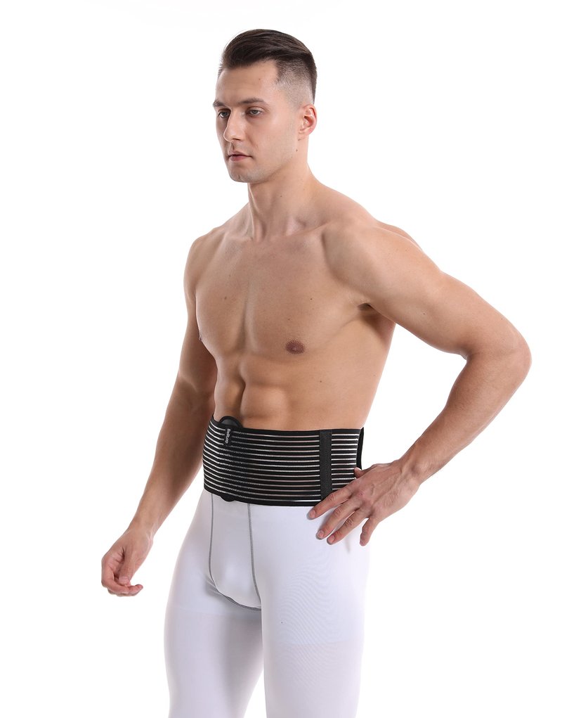 Umbilical Hernia Belt for men & women. Abdominal Binder - compression pad for naval (double thickness). Hernia support belt: ventral, incisional, epigastric, belly button hernias. Prevention aid (L/XL)