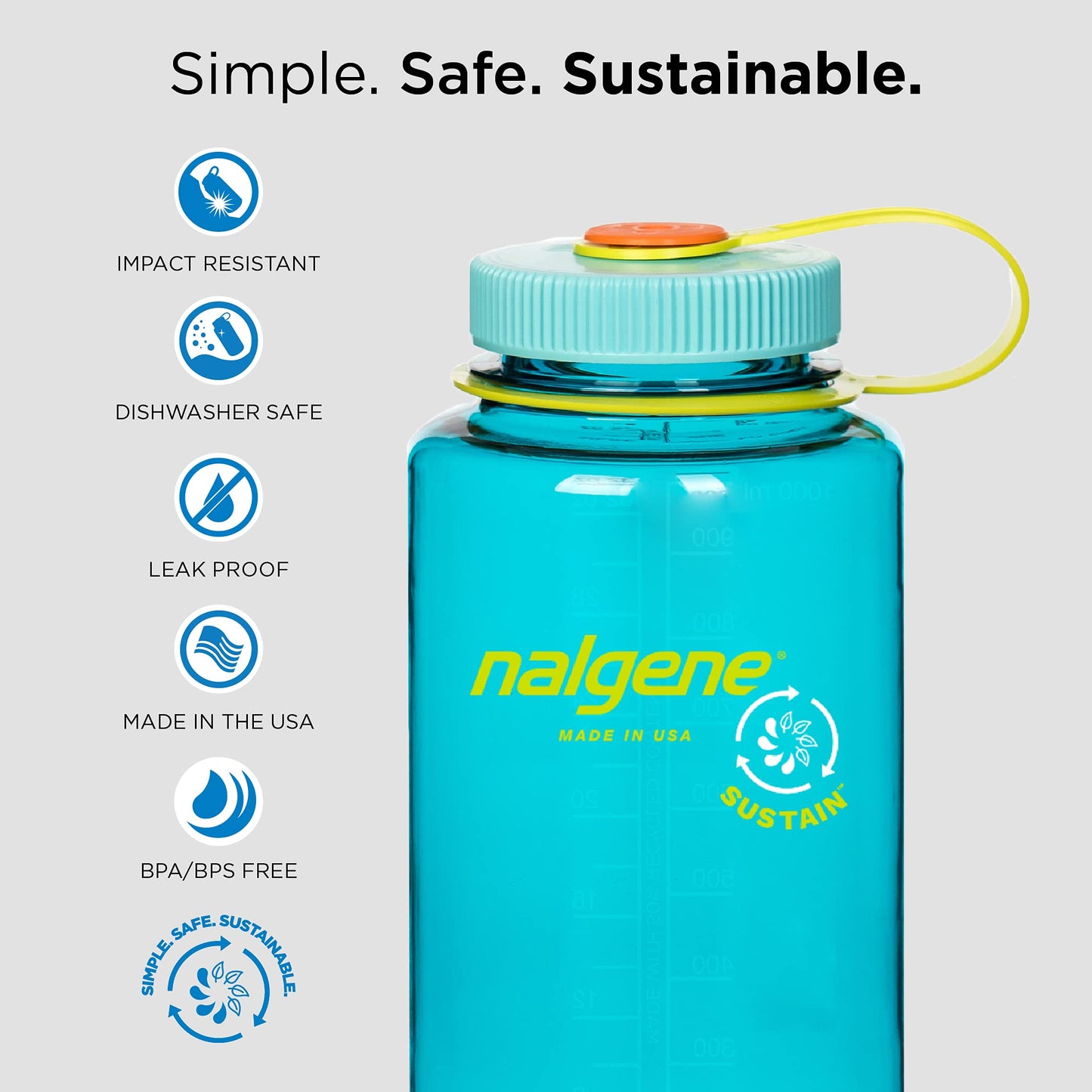 Nalgene 32oz Wide & Narrow Mouth BPA-Free Tritan Plastic Water Bottle