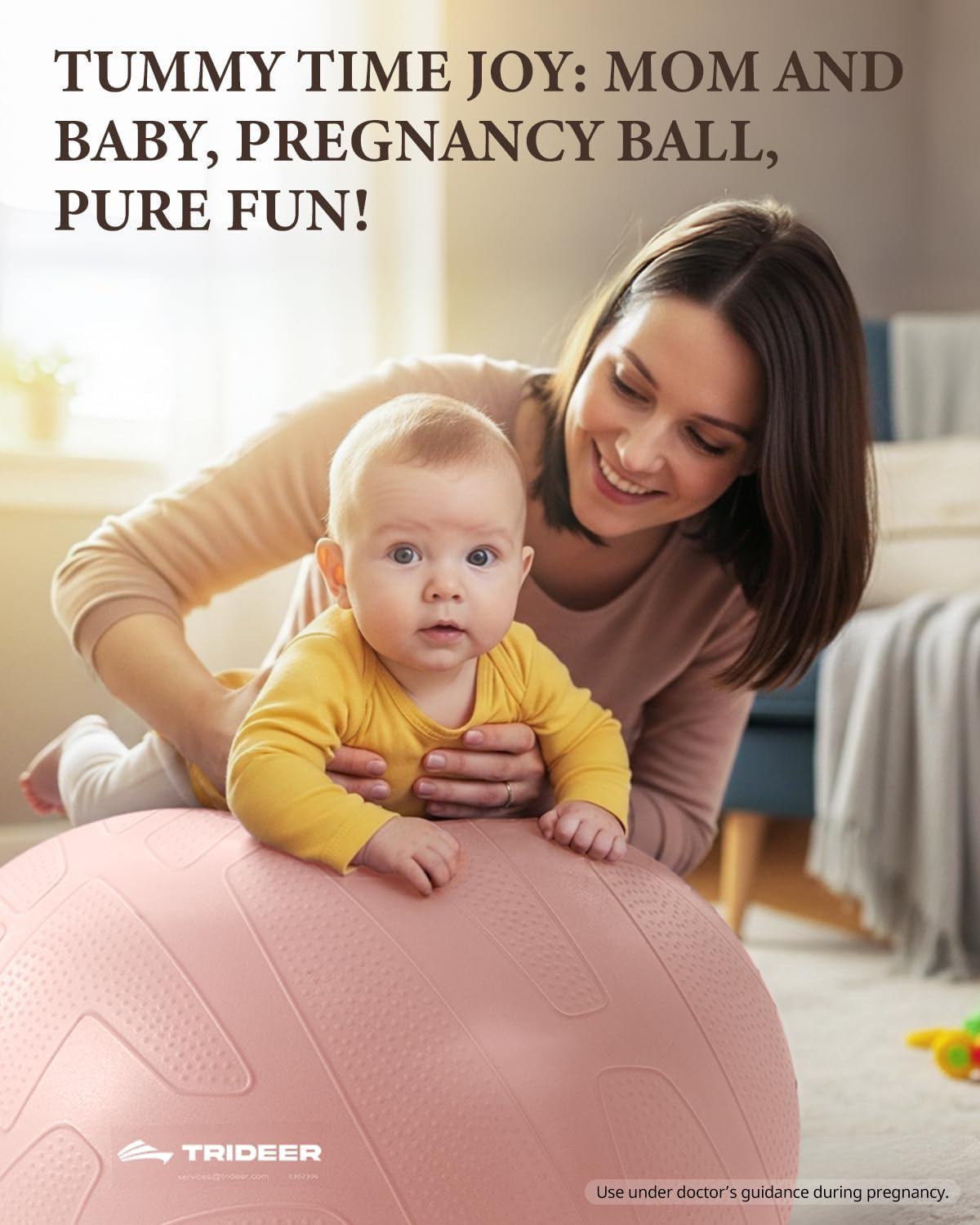 Trideer Pregnancy Birthing Ball - Extra Thick 1.7mm Yoga Ball for Maternity & Labor | 1000LB Anti-Burst Non-Slip Stability
