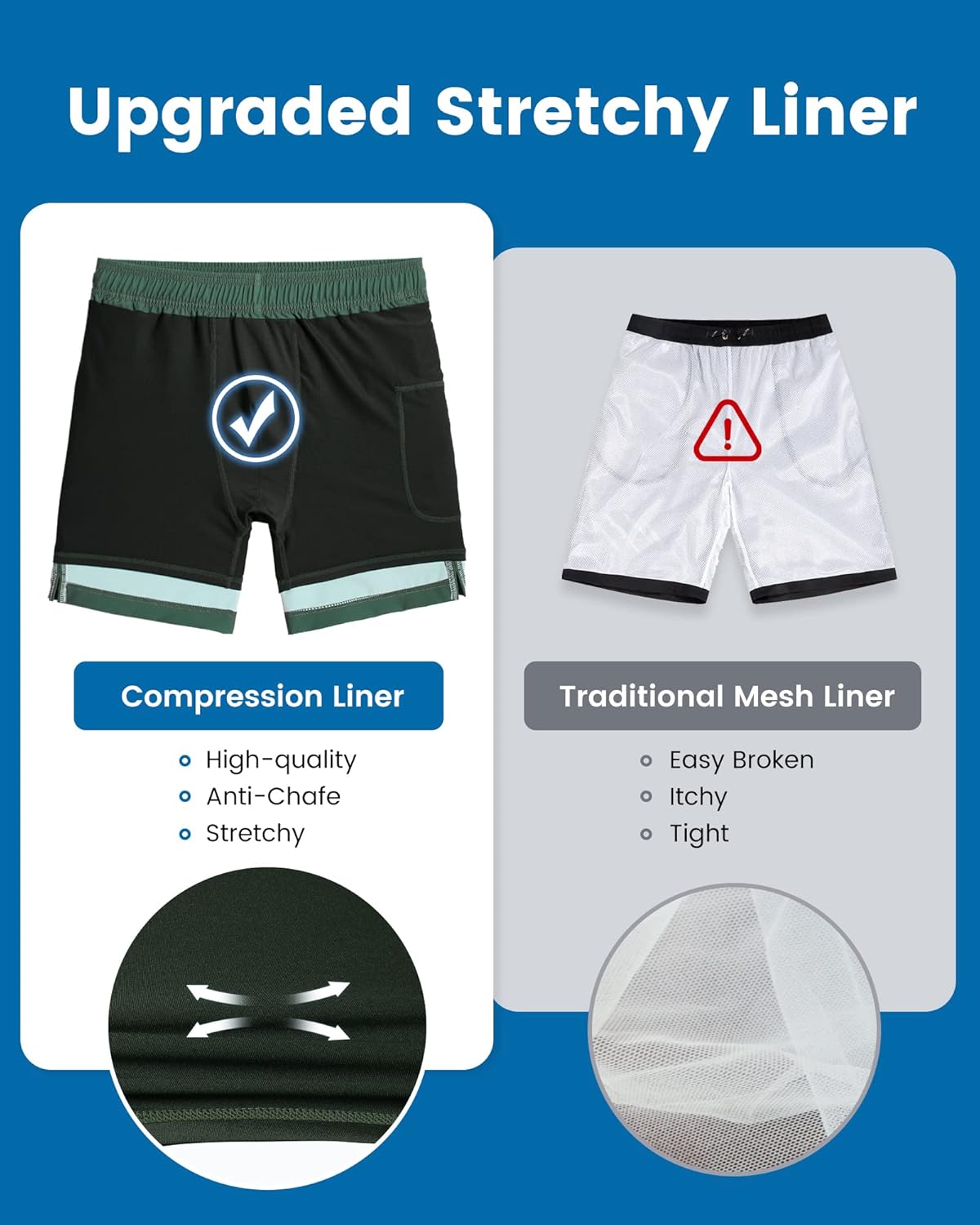 2 in 1 Men's Swim Trunks - 7 Inch Swim Shorts & Board Shorts | Quick-Dry, Comfortable Fit