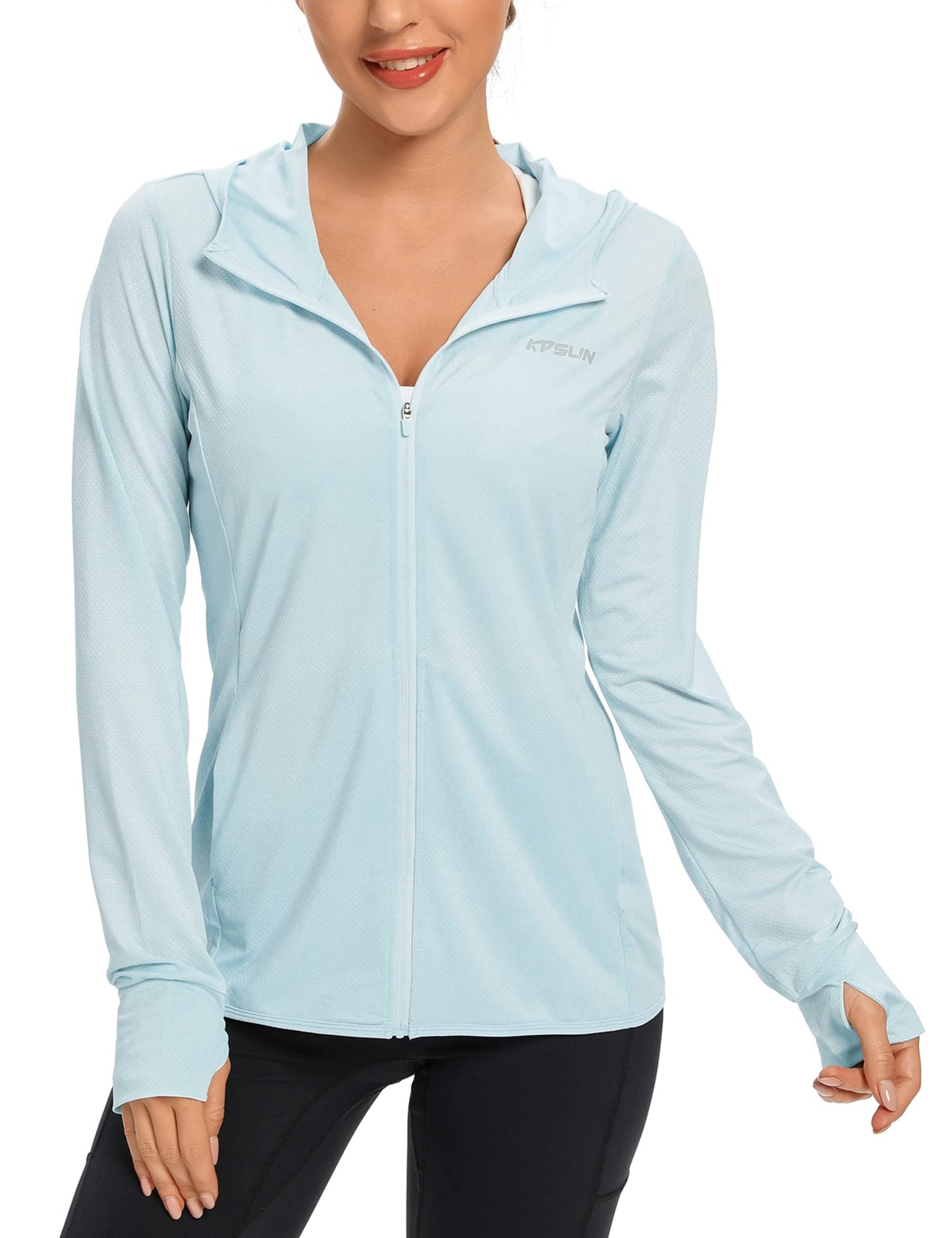 Women's UPF 50+ UV Sun Protection Clothing Zip Up Hoodie SPF Long Sleeve Sun Shirt Fishing Hiking Outdoor Jacket,Blue,M