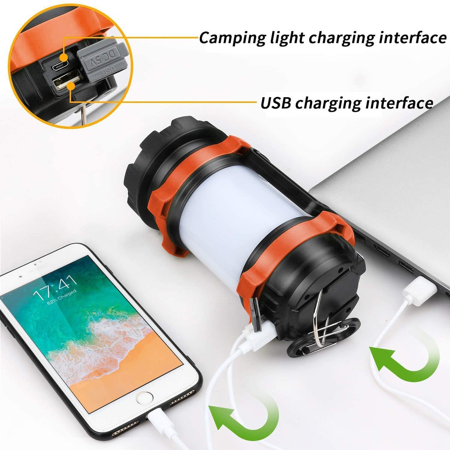 Camping Lantern Rechargeable , Alpswolf Camping Flashlight 4000 Capacity Power Bank,6 Modes, IPX4 Waterproof, Led Lantern Camping, Hiking, Outdoor Recreations, USB Charging Cable Included