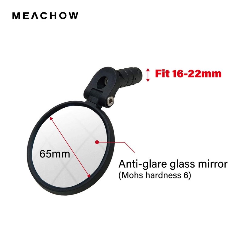Bar End Bike Mirror [Upgraded Version] Scratch Resistant Glass Lens,HD,Safe Rearview Mirror (Silver) ME-001S