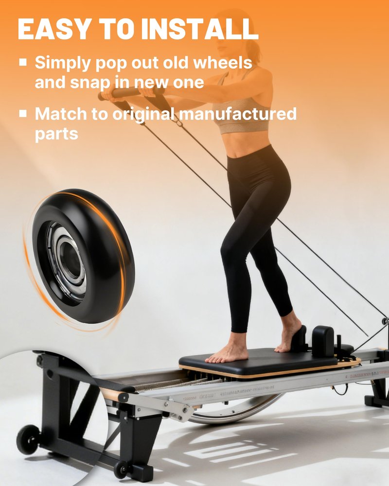 4Pcs Upgraded Roller Wheels for Aero Pilates Reformer, Smooth & Quiet, Wear-resistant, Pilates Reformer Accessories, Replacement Parts for Aero Pilates Machine, Black
