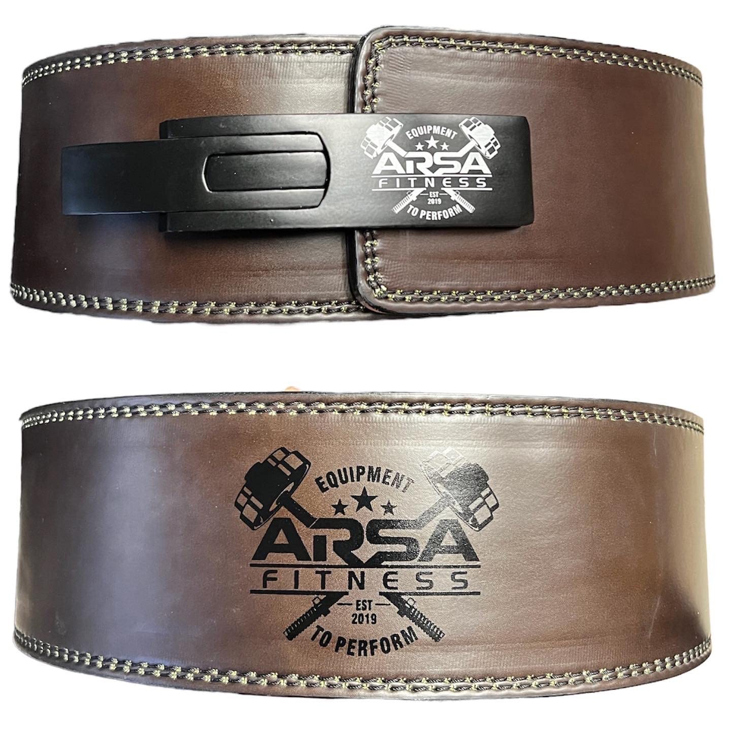 Arsa Fitness Weightlifting Adjustable Lever Belt for Men & Women Real Cow Hide Leather for Powerlifting Back Support Workout Deadlifts Squats 13MM Thickness 4" Width - CHAMELEON (LARGE)