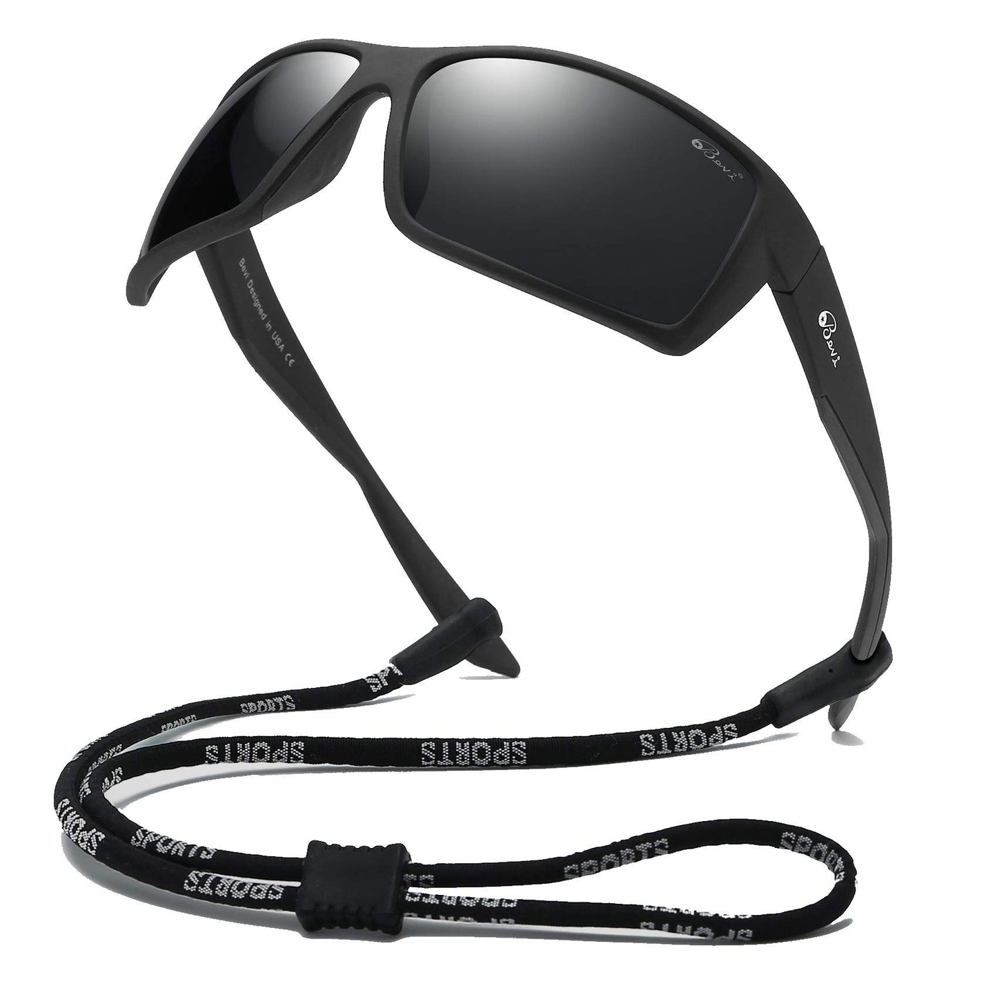 Bevi Sports Sunglasses Polarized Lens/TR 90 Frame with Spring Hinges Glasses For Men Women Cycling Running Baseball 2677C9
