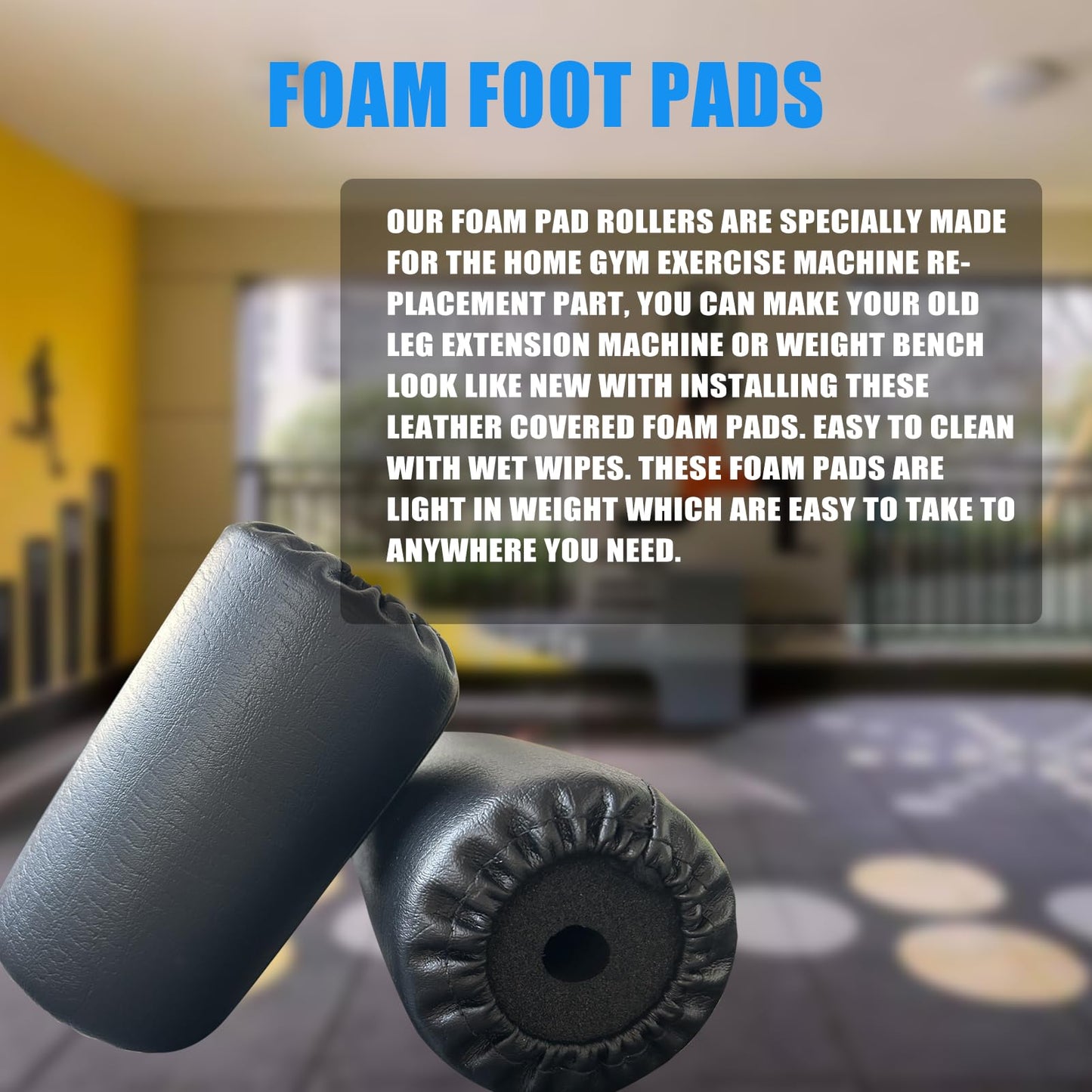 High Density Foam Roller, Replacement Foam Foot Pads for Home Gym Exercise Machines Equipments, Weight Bench Leg Extension Curl Attachment (Leather 7‘’)