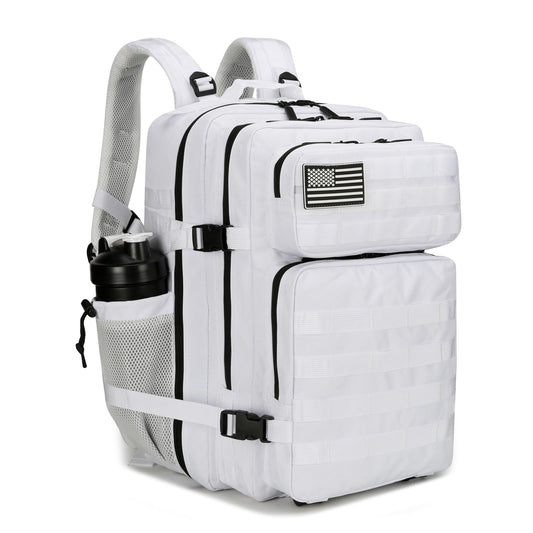 Lovelinks21 45L Tactical Assault Backpack 3 day assault pack with Molle Waterproof backpack Rucksack for Tactical Backpacks (White)