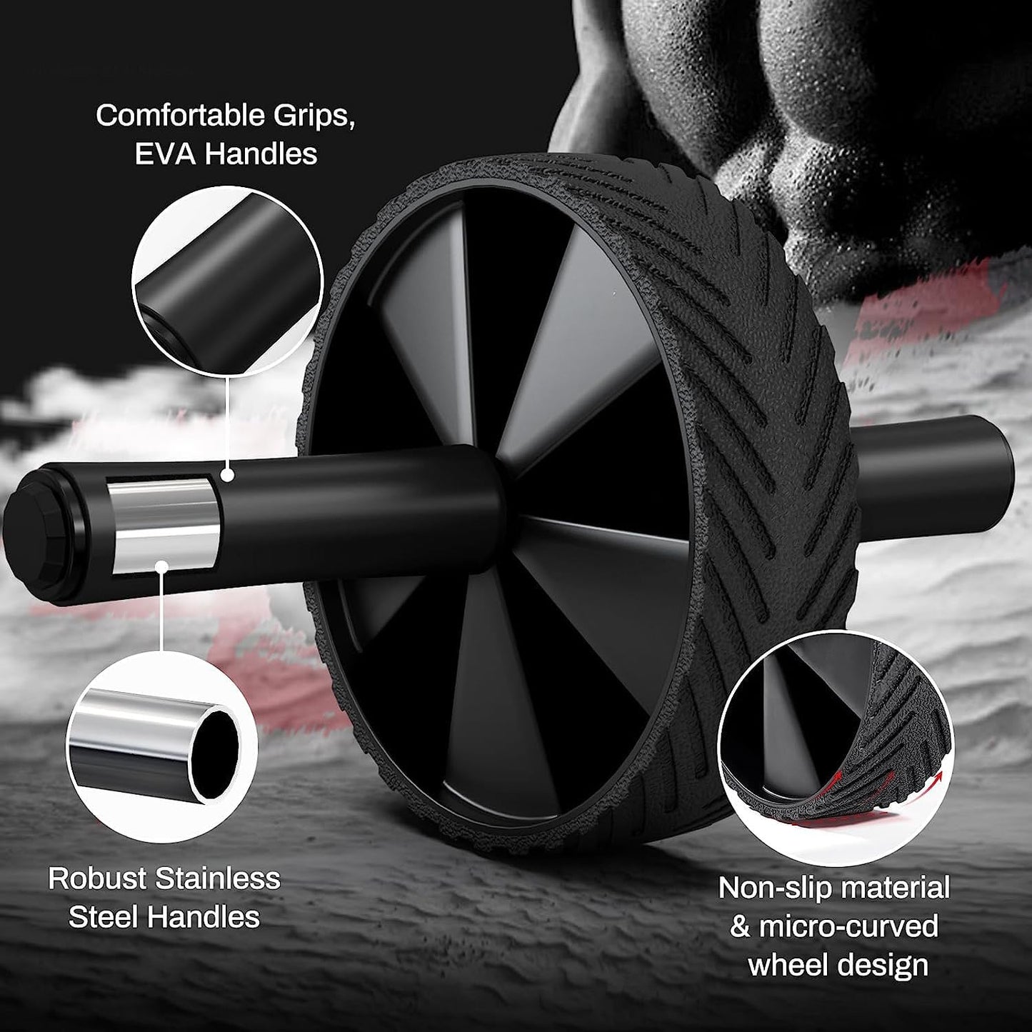 RUBMATE Abdominal Trainer Wheel - Abdominal Exercise Equipment, Core Fitness Equipment for Home Gym and Office Use (Advanced - One Wheel)