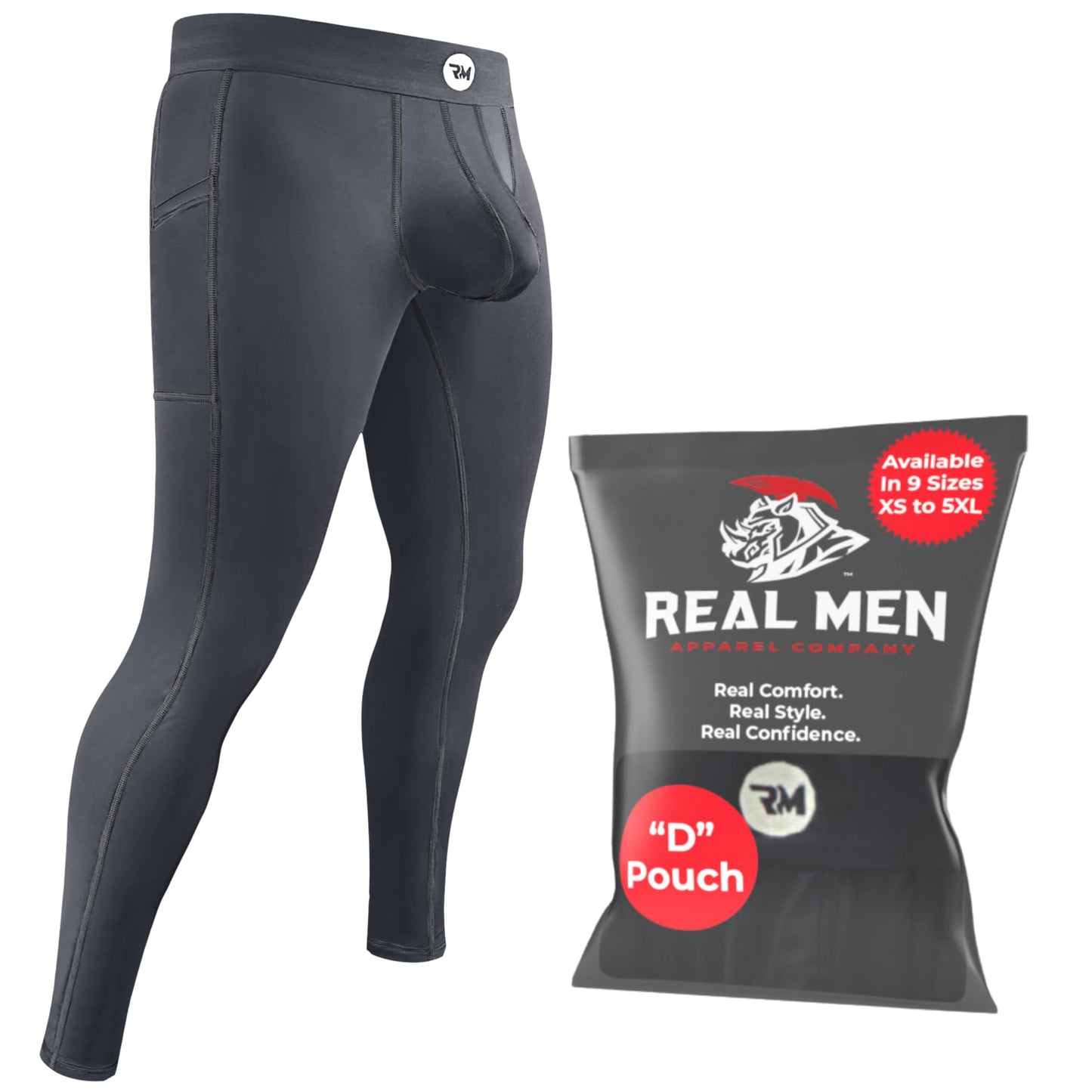 Real Men 28in Nylon Leggings Leggings D Pouch Med 1pk Gry Ropa Interior Sexy Y Atrevida para Hombre Bulge Enhancing Tights Winter Compression Pants Men Pouch Compression Pants Mens Bulge Tights