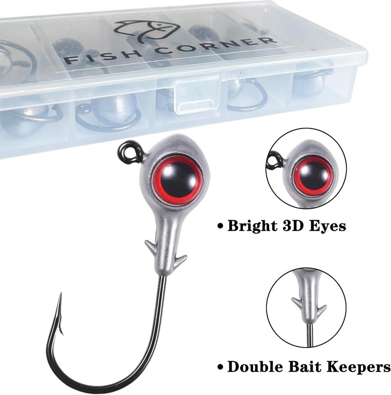 Fishing Jig Heads with 3D Eyes - Oversized Swimbait for Saltwater & Freshwater | 1/8oz, 3/16oz, 1/4oz, 3/8oz