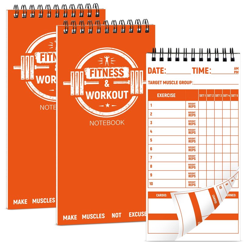 gisgfim 3 Pcs Fitness Journal for Men Women Workout Lifting Log Book Planner 4x8 Inch 70 Sheet/Pad Workout Notebook to Track Weight Loss Exercise Training Notebook Planner for Bodybuilding Gym