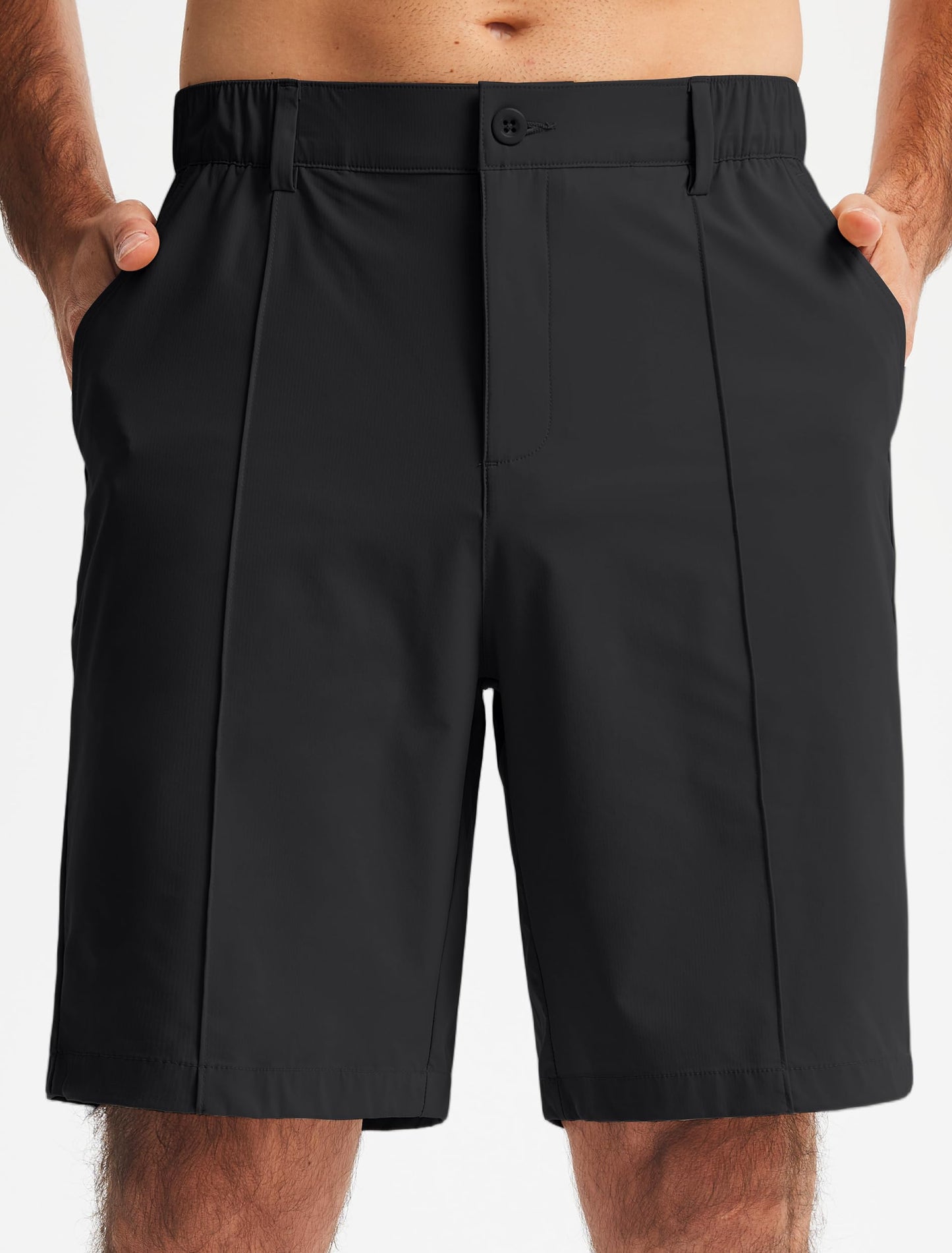 Libin Men's Classic Fit 9" Golf Shorts All Day Comfy Casual Shorts Quick Dry Lightweight Stretch Dress Travel Summer Clothing Work Outdoor Sports with Pockets Black 32