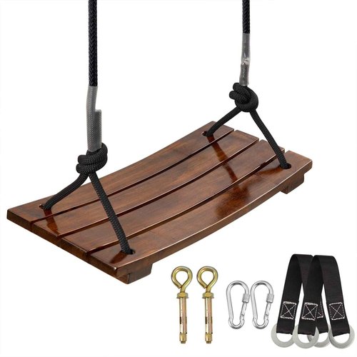 PELLOR Anticorrosive Wood Swing Seat - Waterproof, Indoor/Outdoor, 17.7x7.9x0.6 inch