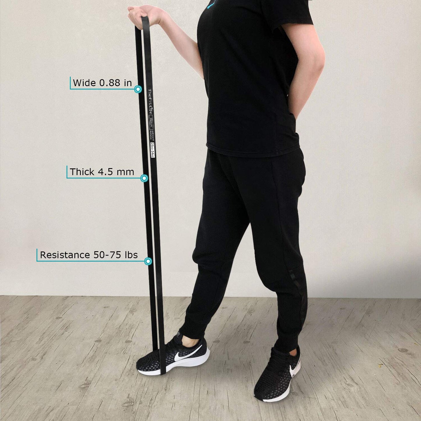 TheFitLife Resistance Pull Up Bands - Pull-Up Assist Exercise Bands, Long Workout Loop Bands for Body Stretching, Powerlifting, Fitness Training, with Carrying Bag and Workout Guide (Black)