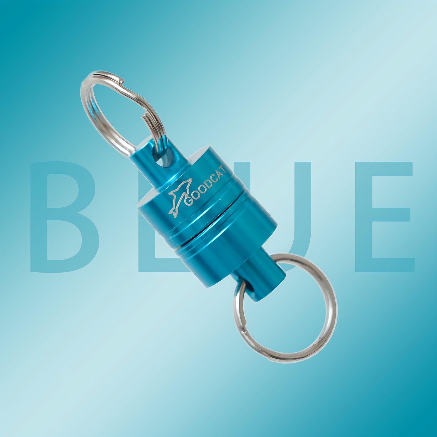 GOODCAT Strongest Magnetic Net Release Magnetic Keychain Fly Fishing Net Retractor Magnet Clip Holder Retractor with Retractable Coiled Lanyard Carabiner (Blue Magnet+ Black Carabiner)