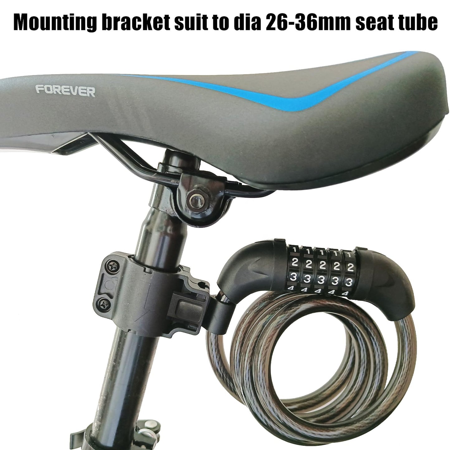 RYANGO Bike Lock, 4 Feet Bicycle Lock, Heavy Duty Anti Theft 5 Digit Combination Lock, Bike Cable Lock with Mounting Bracket, Bicycle Cable Lock for Road Bike Mountain Bike Scooter