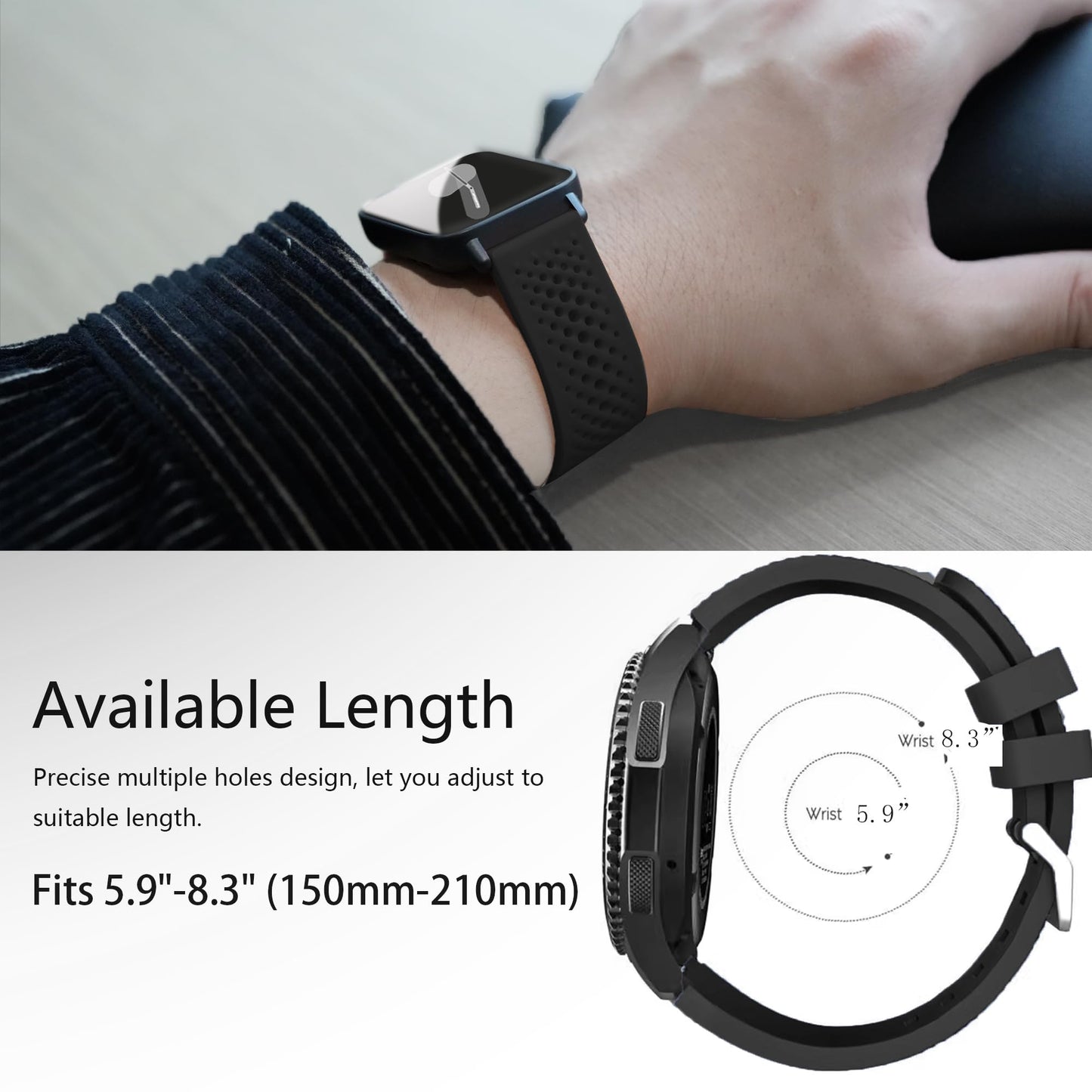 Lamshaw Compatible with Cubitt Viva Pro Smart Watch Band, Quick Release Sport Strap Watchband Compatible for Cubitt Viva Pro, Viva, Aura Pro, Aura Smart Watch (Black)