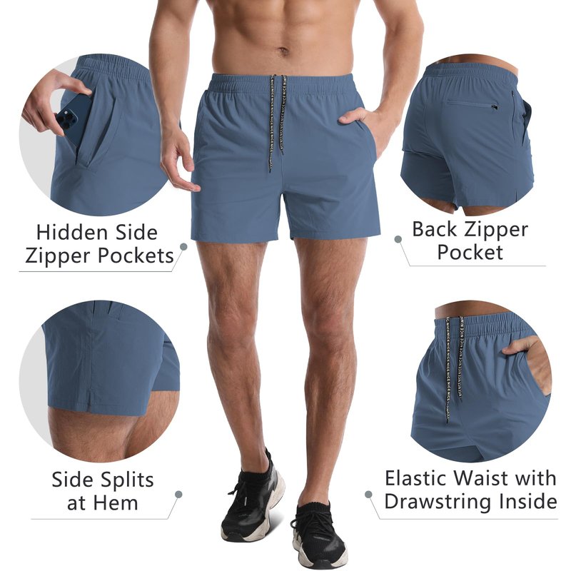 Lempue 2 Pack Workout Gym Shorts for Men 5 Inch Lightweight Running Shorts Quick Dry Sports Athletic Shorts with Pockets