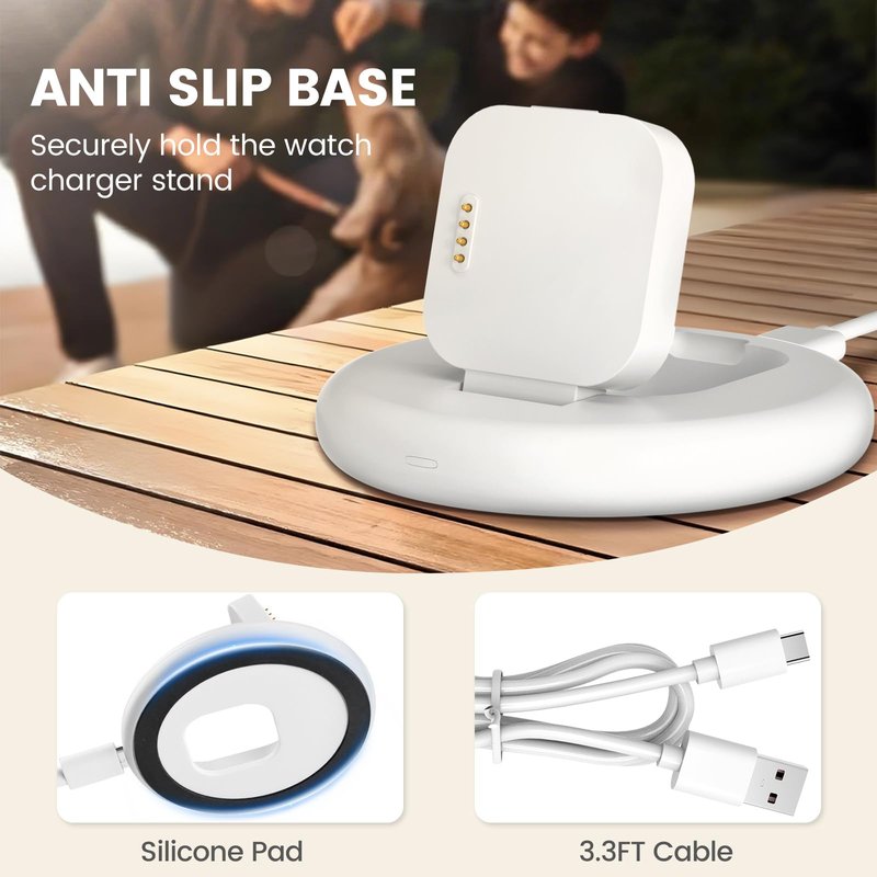 Compatible with SyncUP Kids Watch Charger Stand Dock, Portable & Foldable Magnetic Charger with 3.3 Feet Charging Cord for T-Mobile Sync UP 1 (NOT for Sync UP Kids Watch 2) (Foldable White)