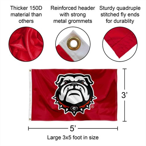College Flags & Banners Co. Georgia Bulldogs Red Dawgs Flag and Pole Bracket Mount Bundle