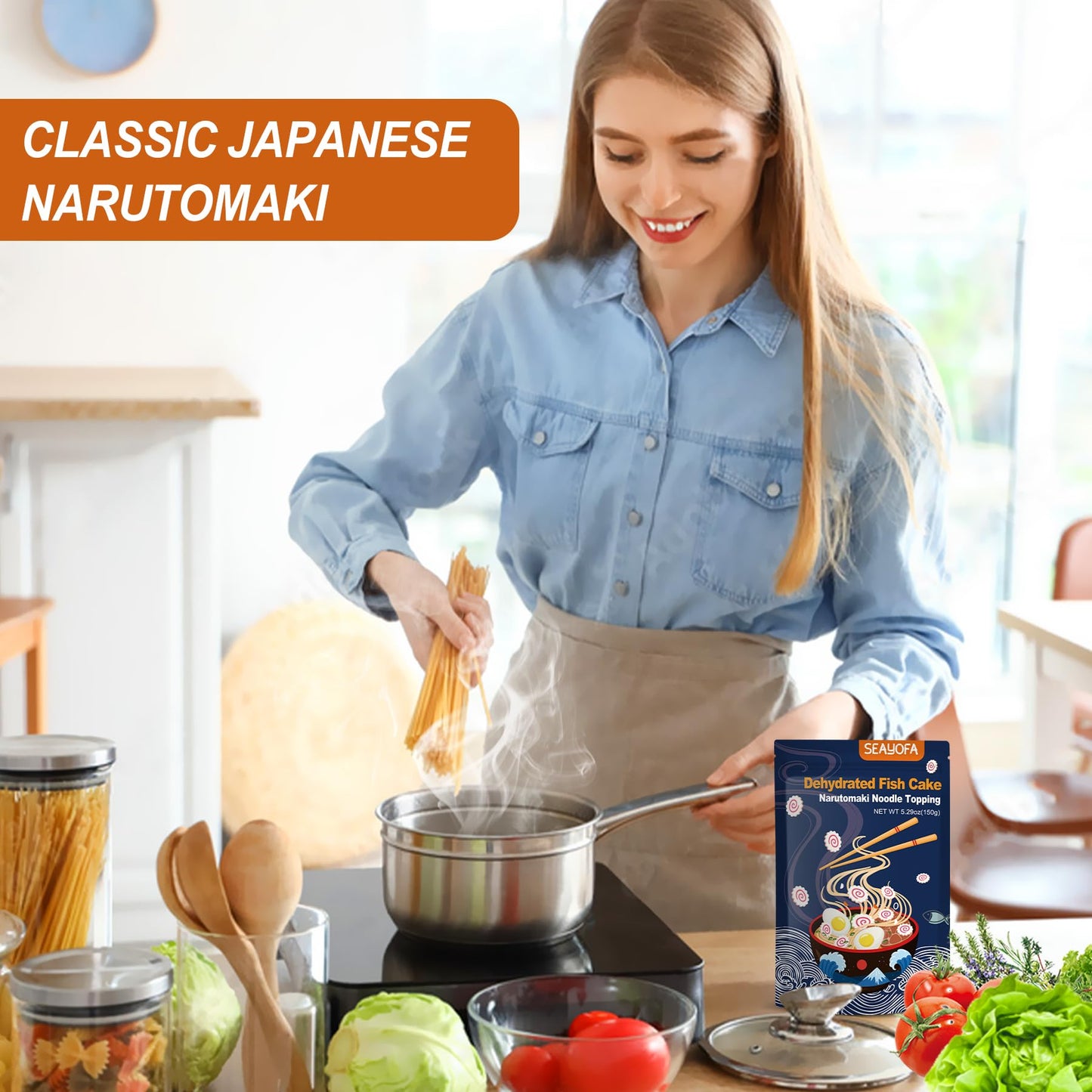 5.3oz Freeze Dried Narutomaki Fish Cake - Japanese Ramen Toppings for Instant Noodles, Udon, Soup, Camping Food & Emergency Supplies, Authentic Asian Cuisine
