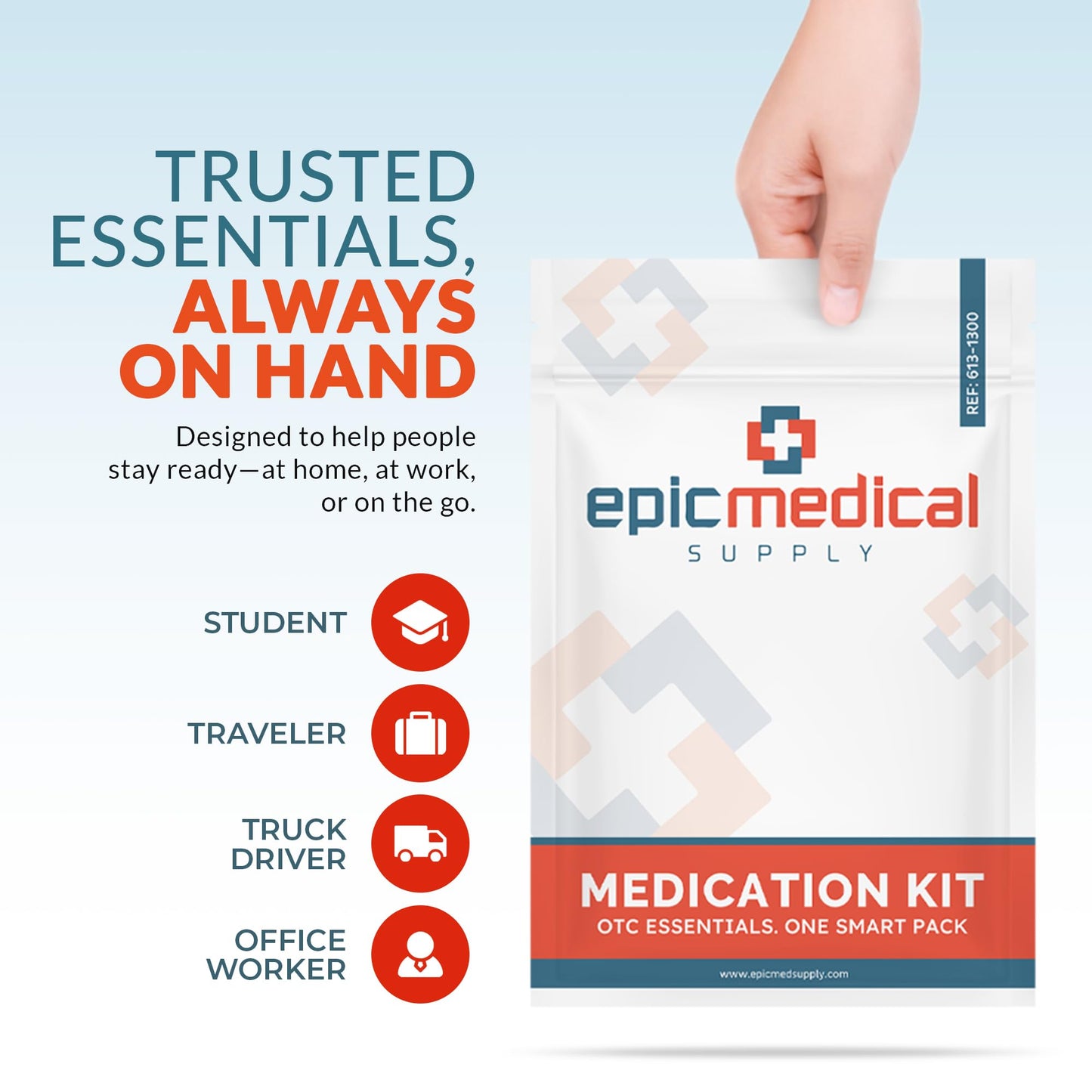 Epic Medical Supply First Aid Kit Medication Refill – 28-Count Unit Dose Packets – Emergency Medicine Kit Pills for 1st Aid Kit Refills, Travel, Office, Dorm, Camping – Assembled in USA