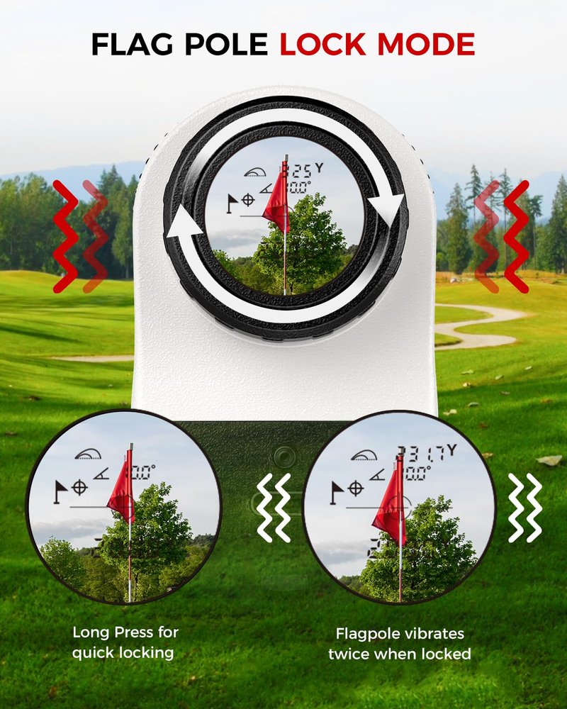 VyKure Golf Rangefinder with Slope - 1200 Yards Laser Range Finder with Flag Pole Locking Vibration, 7X Magnification rangefinder with Magnet Stripe