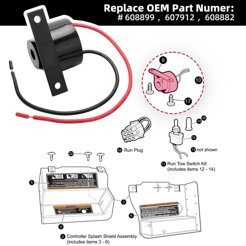Roykaw Golf Cart Reverse Buzzer, Buzzer Alarm for EZGO RXV 2008-Up G&E & 2010-Up 2 Five Models, Continuous Sounder Electronic Reverse Buzzer,OEM# 608899 607912