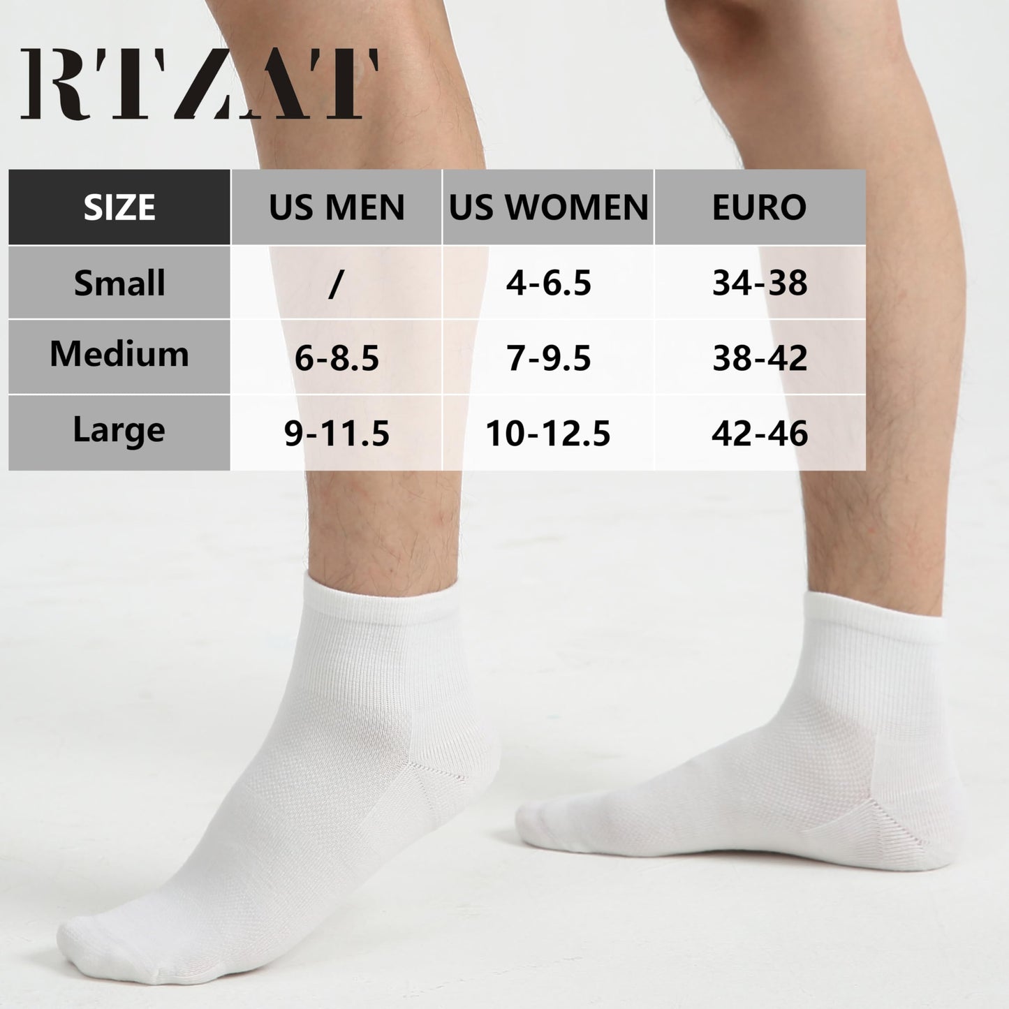 RTZAT 90% Merino Wool Ankle Men's Women's Athletic Business Casual Running Moisture Wicking Everyday Thin Wool Socks, Large, White, 3 Pairs